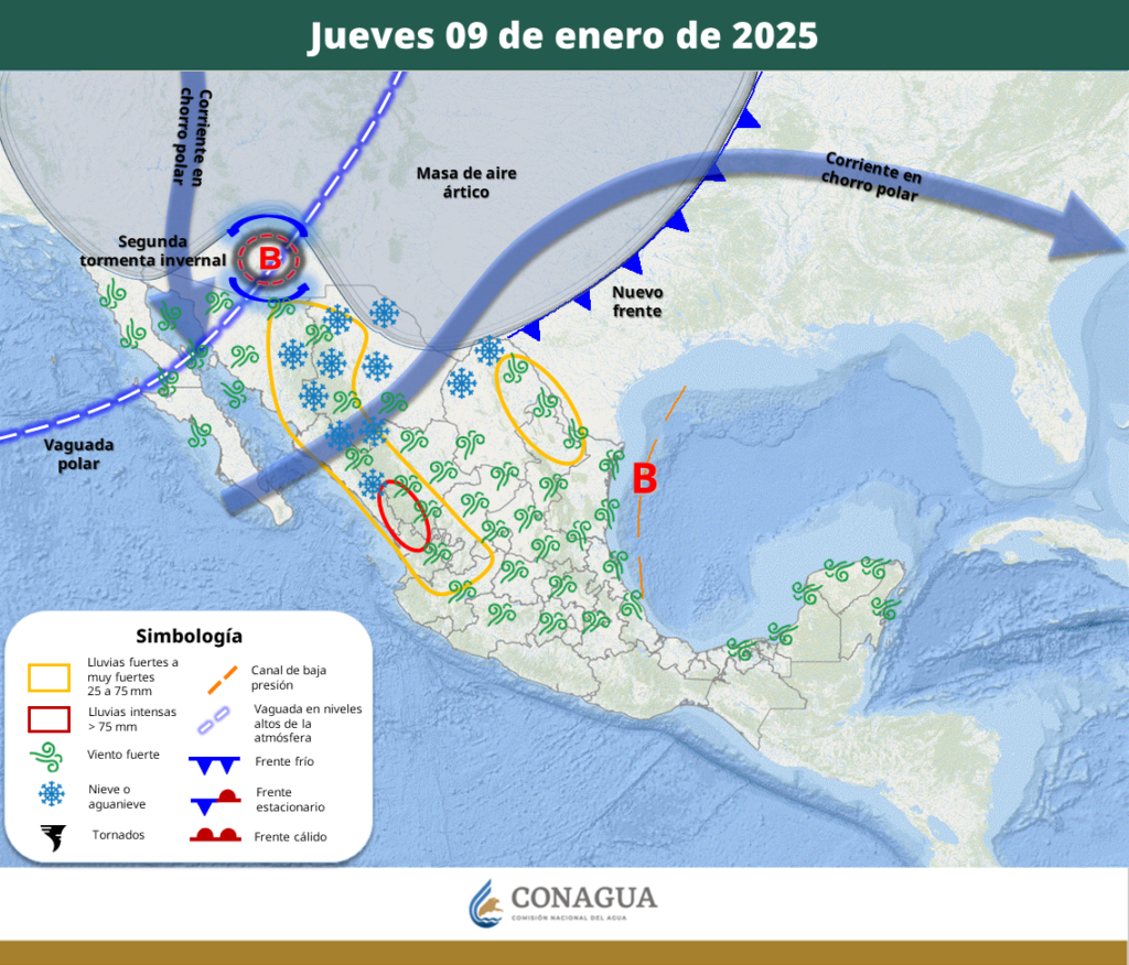 Pronóstico del clima para HOY jueves 9 de enero, según la Conagua Clima